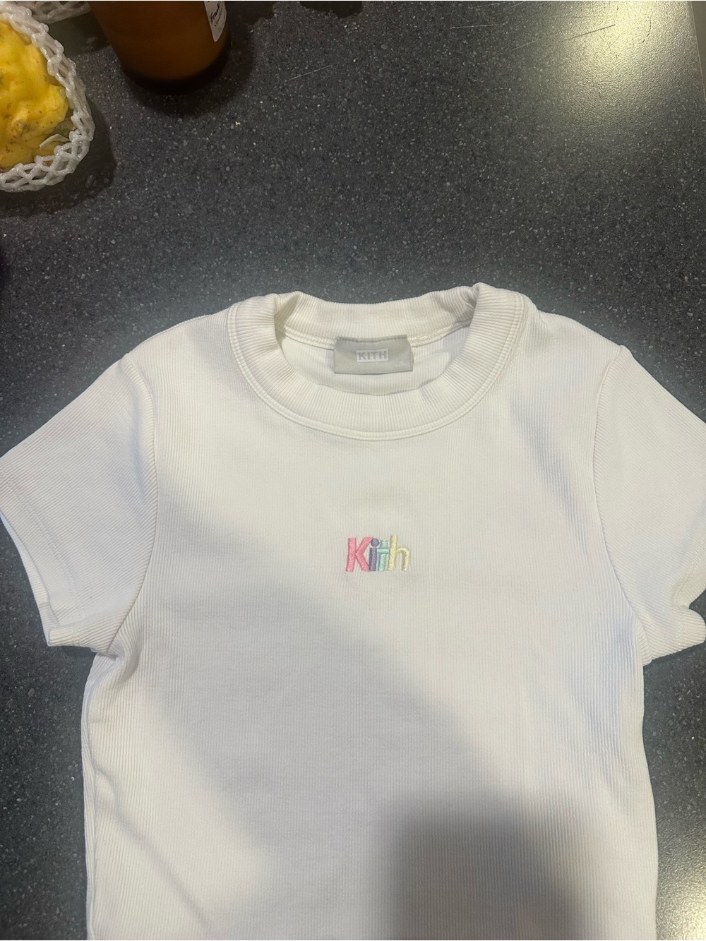 Kith White Kids Short-Sleeve Ribbed Tee with Pastel Logo